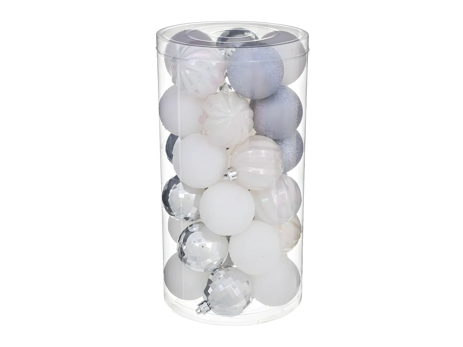 Déco de sapin Lot de 30 Boules de Noël D 6 cm  - Argent et Blanc