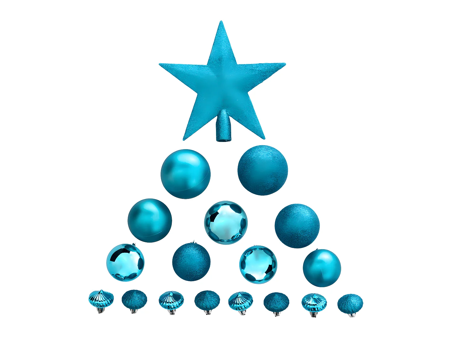 Déco de sapin de Noël Kit de 18 pièces Boules et Cimier - Turquoise