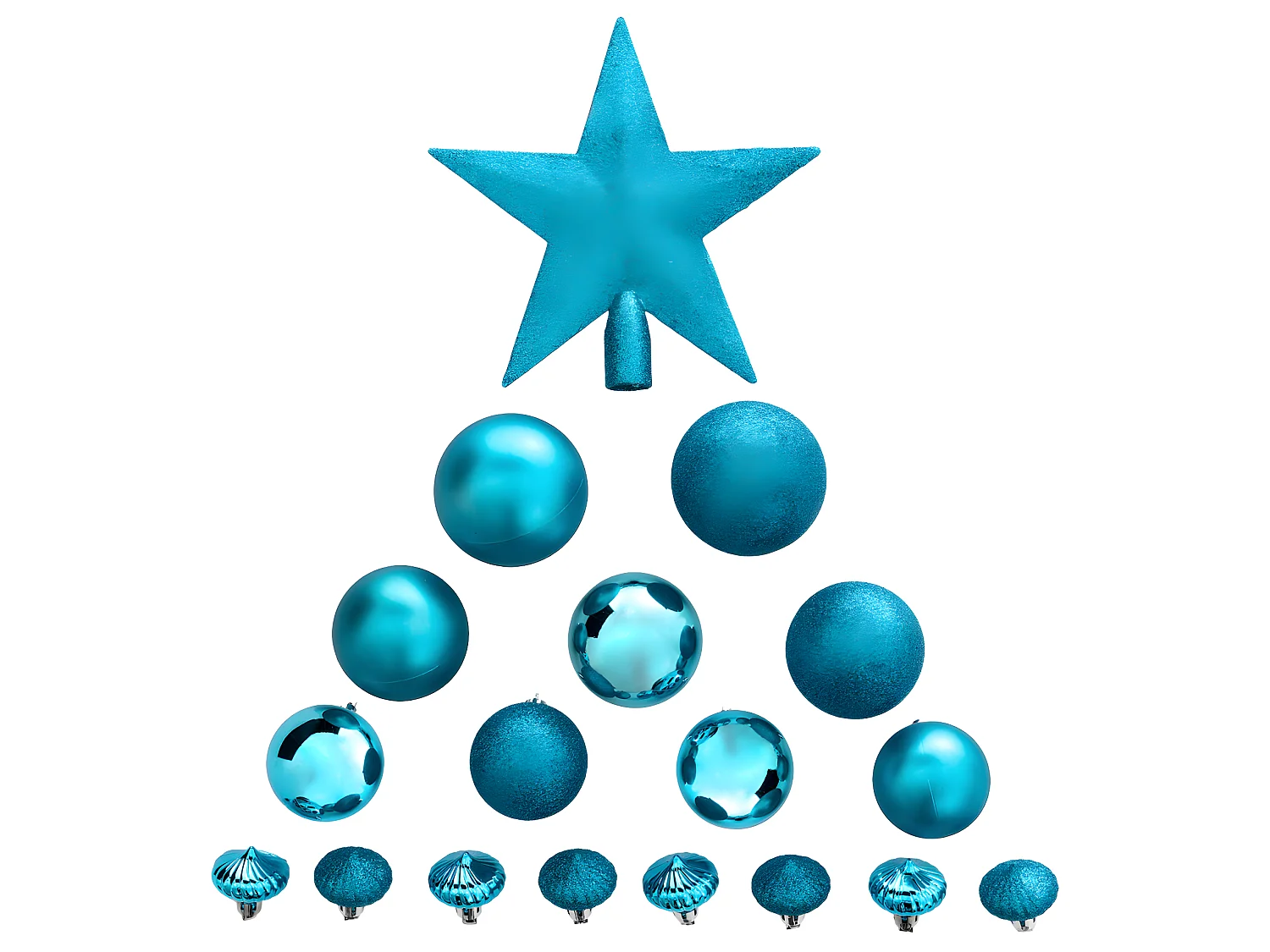 Déco de sapin de Noël Kit de 18 pièces Boules et Cimier - Turquoise