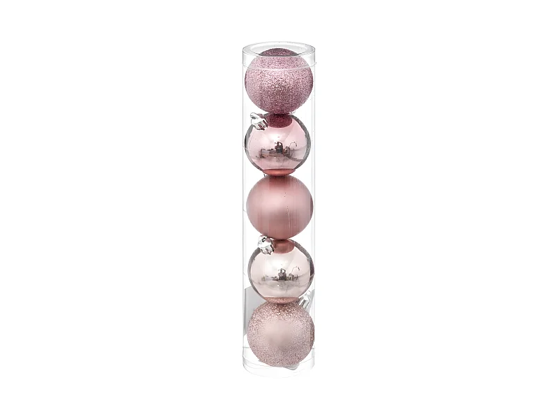 Déco de sapin Lot de 5 Boules de Noël D 5 cm - Rose