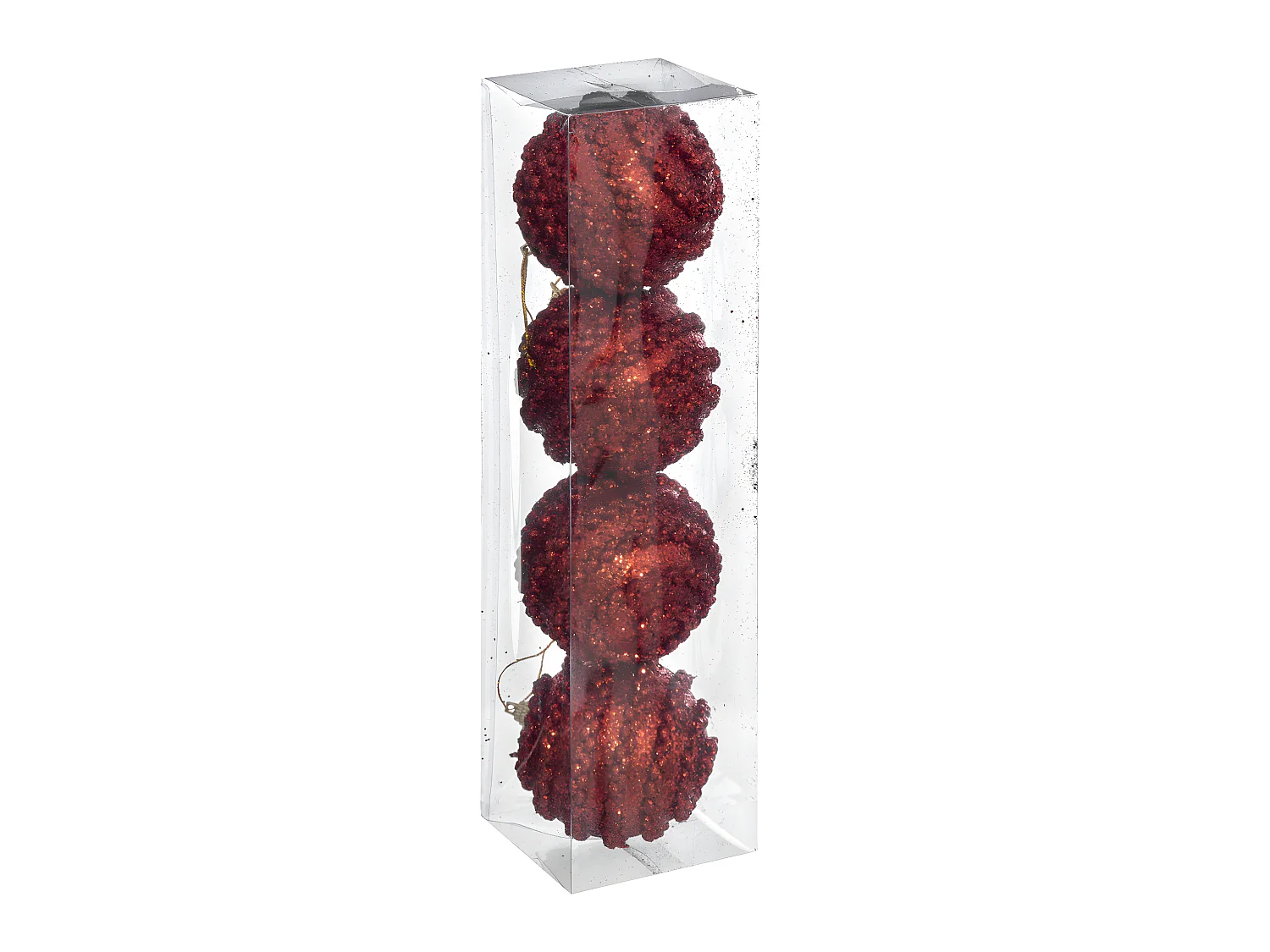 Déco de sapin Lot de 4 Boules de Noël D 8 cm  Effet Maille - Rouge