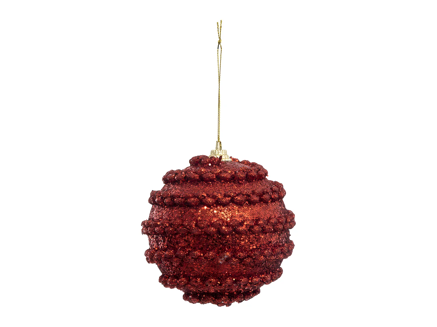 Déco de sapin Lot de 4 Boules de Noël D 8 cm  Effet Maille - Rouge