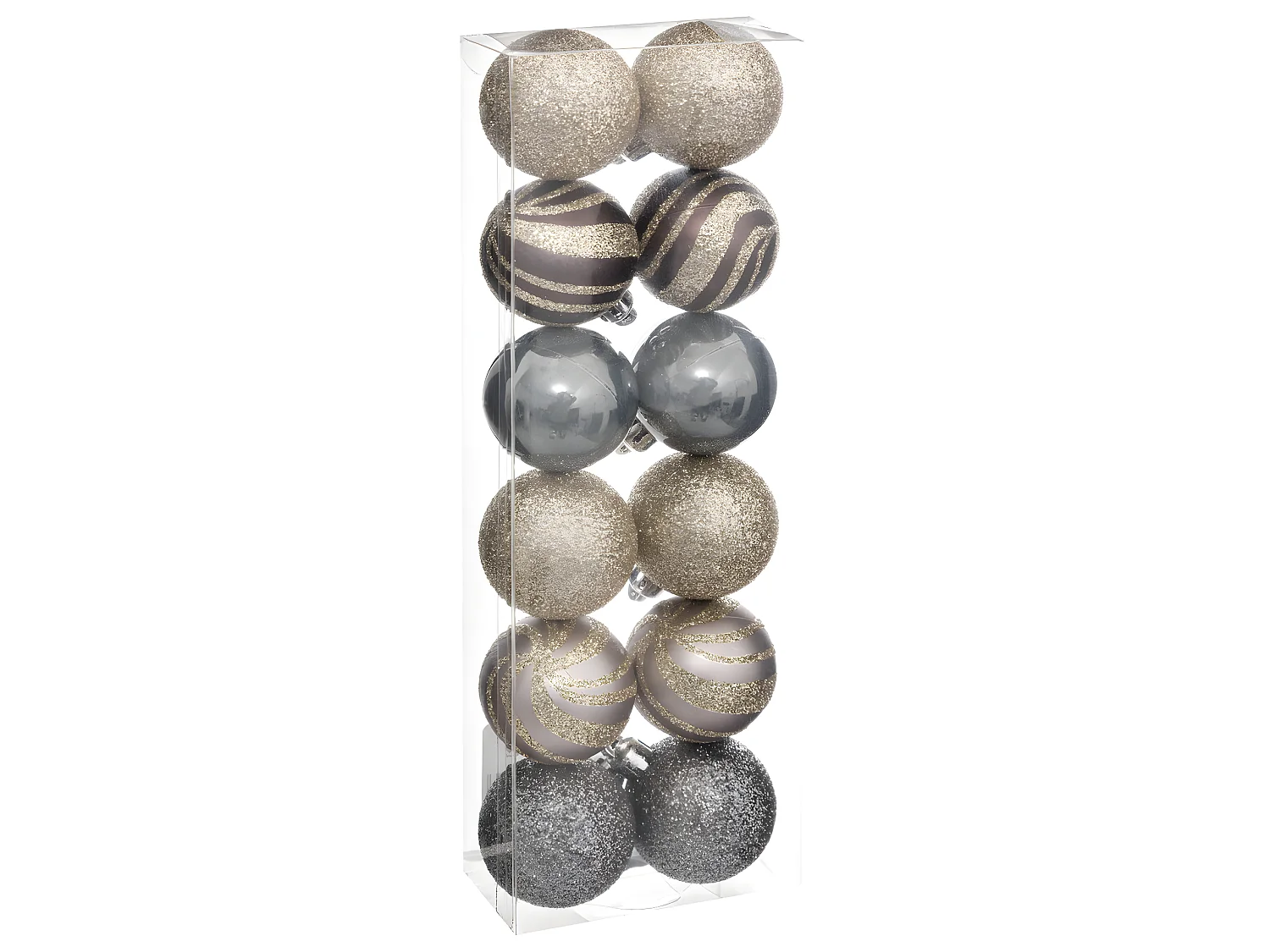 Déco de sapin Lot de 12 Boules de Noël D 4 cm - Champagne Violet et Gris