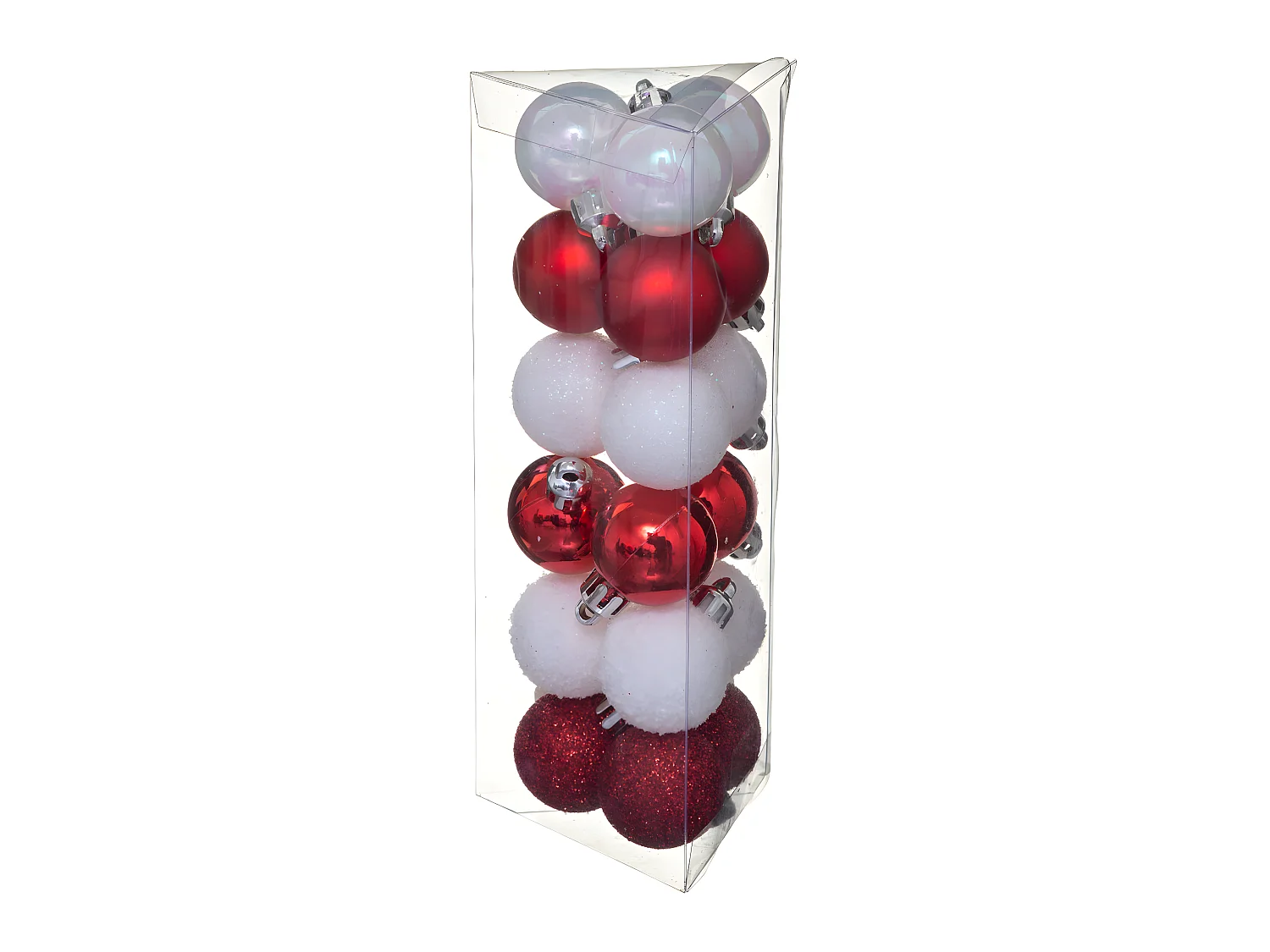 Déco de sapin Lot de 18 Boules de Noël  D 3 cm - Blanc et Rouge