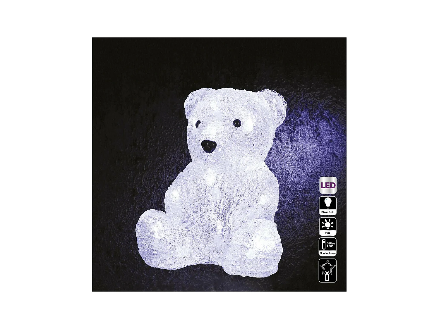 Décoration lumineuse Ours assis 16 LED Blanc froid H 20 cm