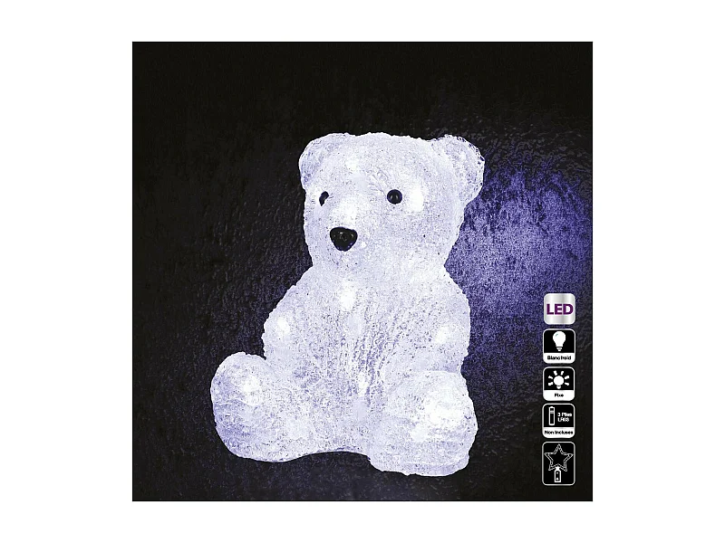 Décoration lumineuse Ours assis 16 LED Blanc froid H 20 cm