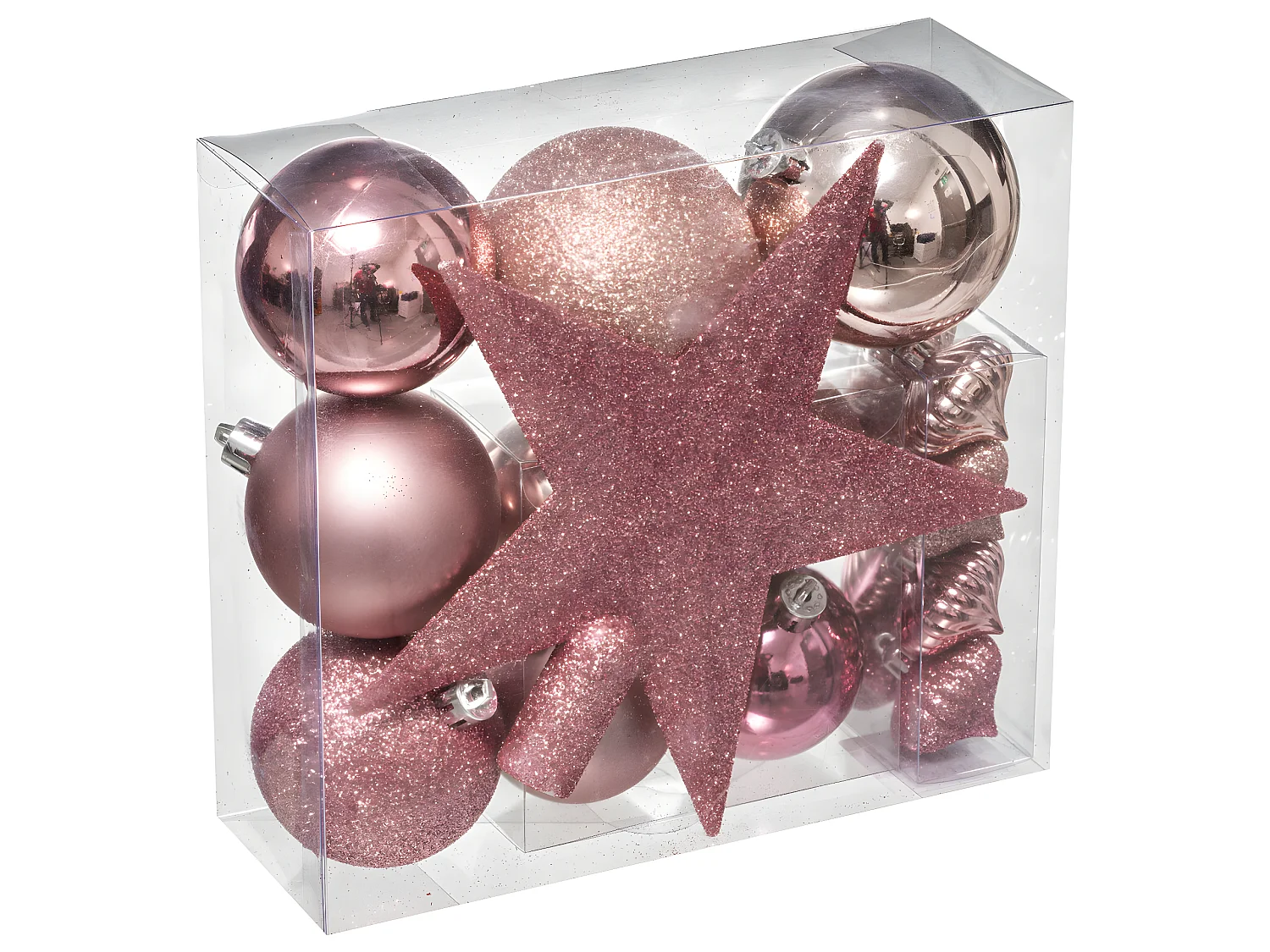 Déco de sapin de Noël Kit de 18 pièces Boules et Cimier - Nuance de Rose