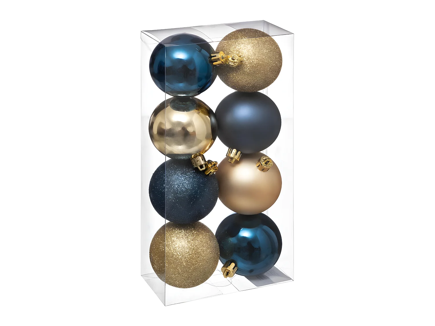 Déco de sapin Lot de 8 Boules de Noël D 7 cm - Bleu et Or