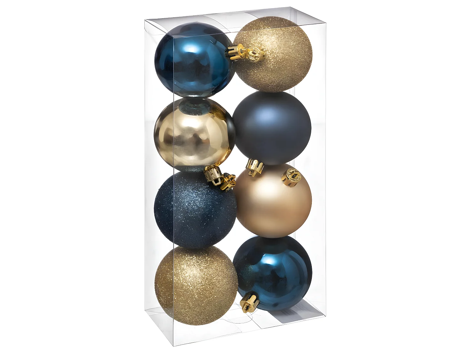 Déco de sapin Lot de 8 Boules de Noël D 7 cm - Bleu et Or