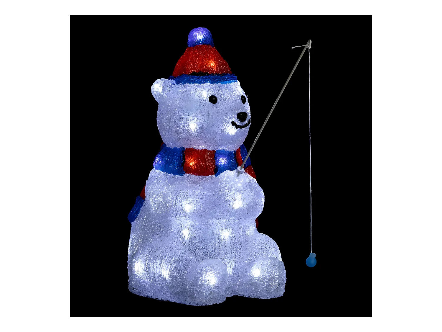 Déco de Noël lumineuse Ours pécheur 40 LED blanches  H 39 cm