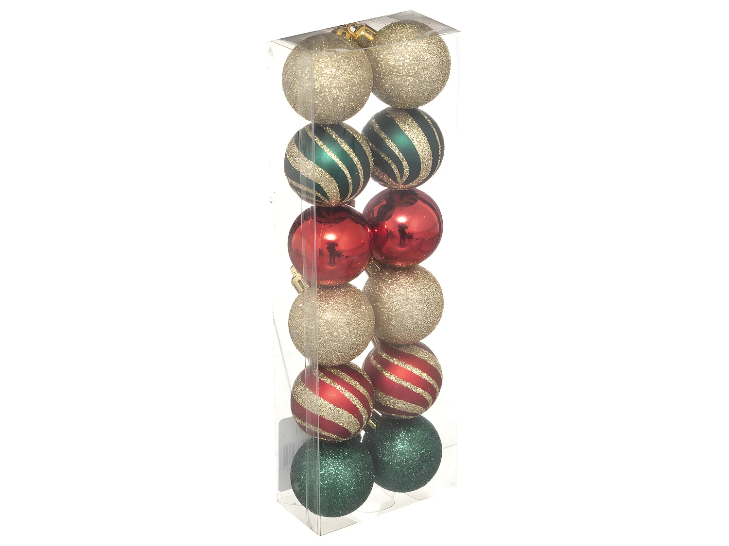 Déco de sapin Lot de 12 Boules de Noël D 4 cm - Vert Rouge et Or