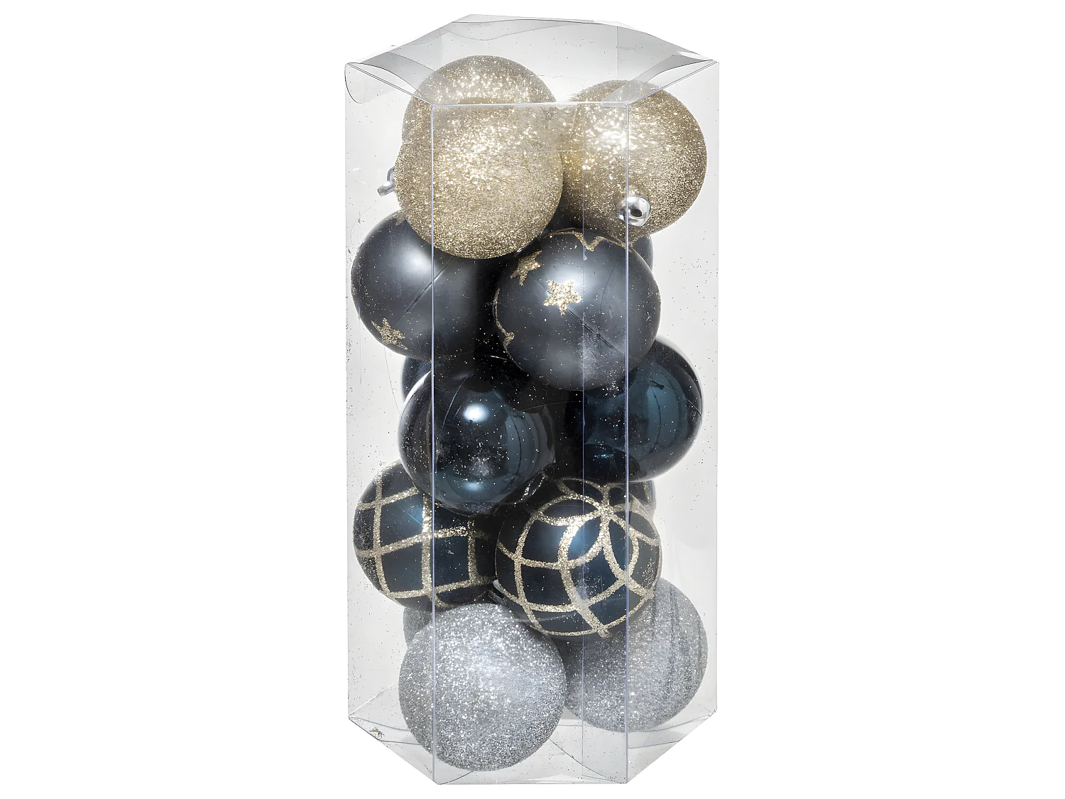 Déco de sapin Lot de 15 Boules de Noël D 5 cm - Champagne Bleu et Argent