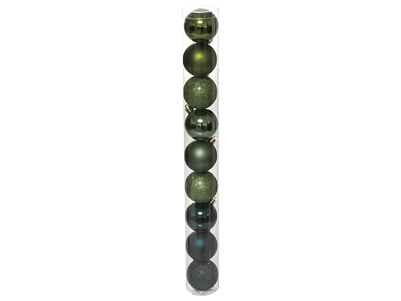 Déco de sapin Lot de 9 Boules de Noël D 6 cm - Vert Olive et Kaki