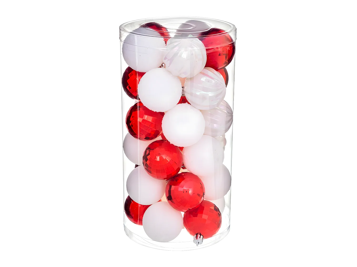 Déco de sapin Lot de 30 Boules de Noël D 6 cm  - Rouge et Blanc
