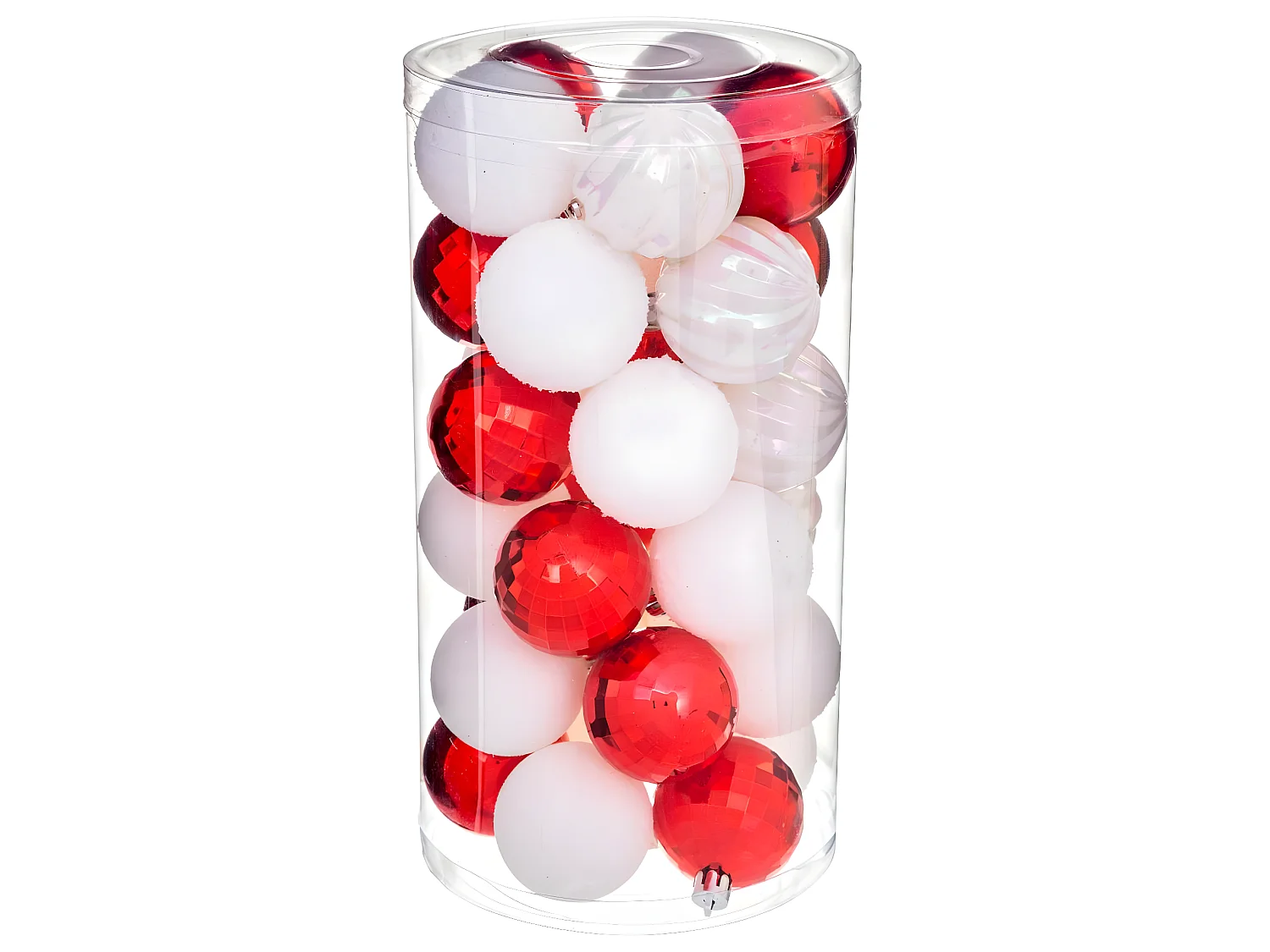 Déco de sapin Lot de 30 Boules de Noël D 6 cm  - Rouge et Blanc