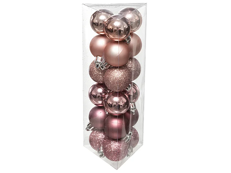 Déco de sapin Lot de 18 Boules de Noël  D 3 cm - Rose