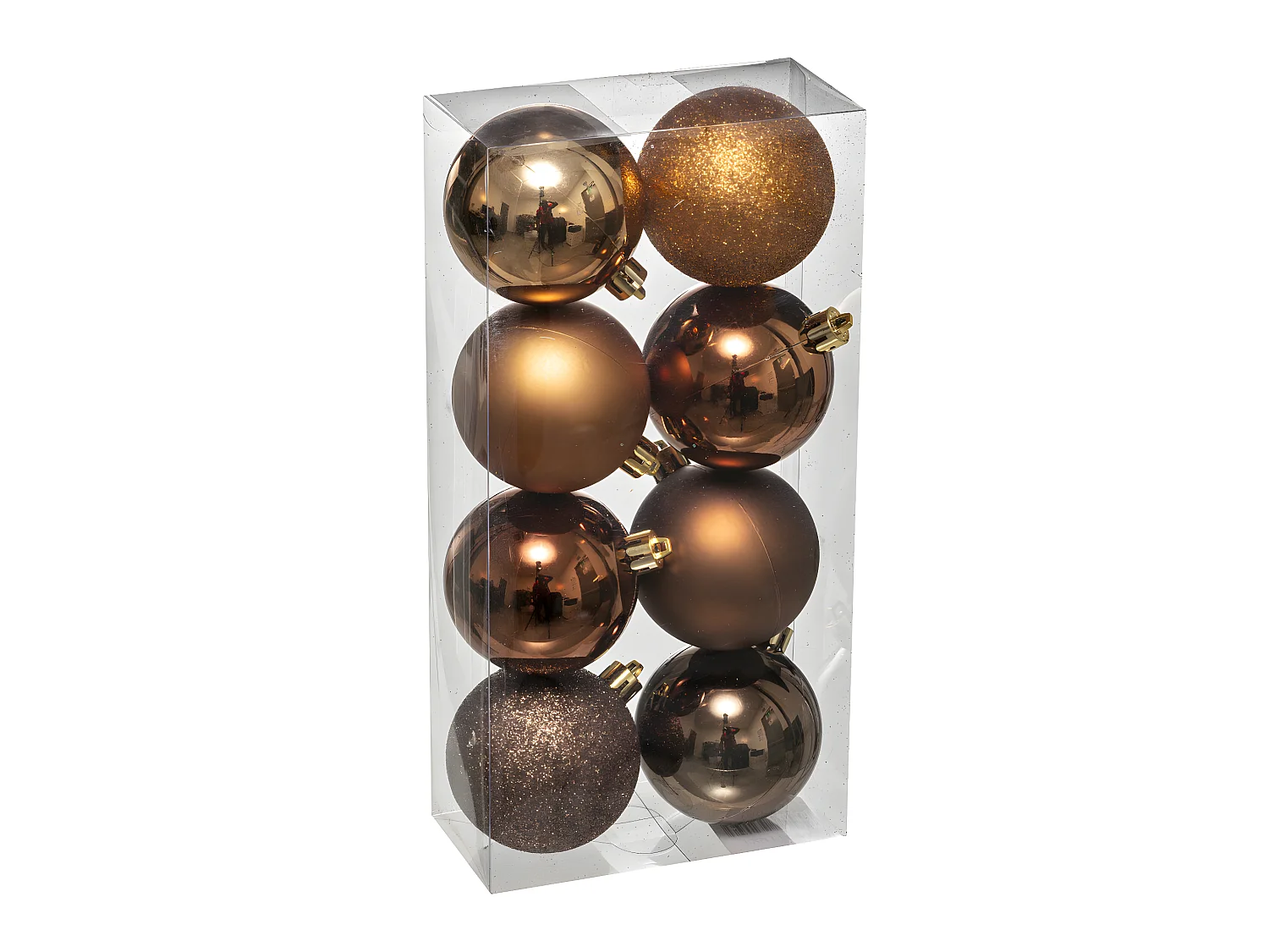 Déco de sapin Lot de 8 Boules de Noël D 7 cm - Bronze et Marron