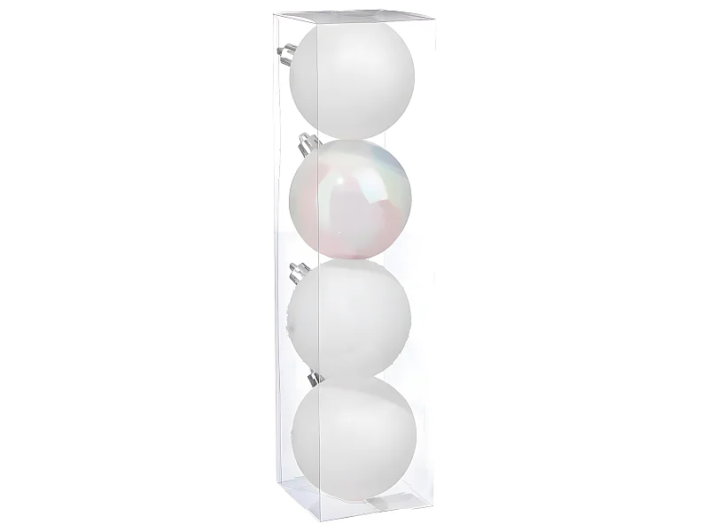 Déco de sapin Lot de 4 Boules de Noël D 8 cm - Blanc