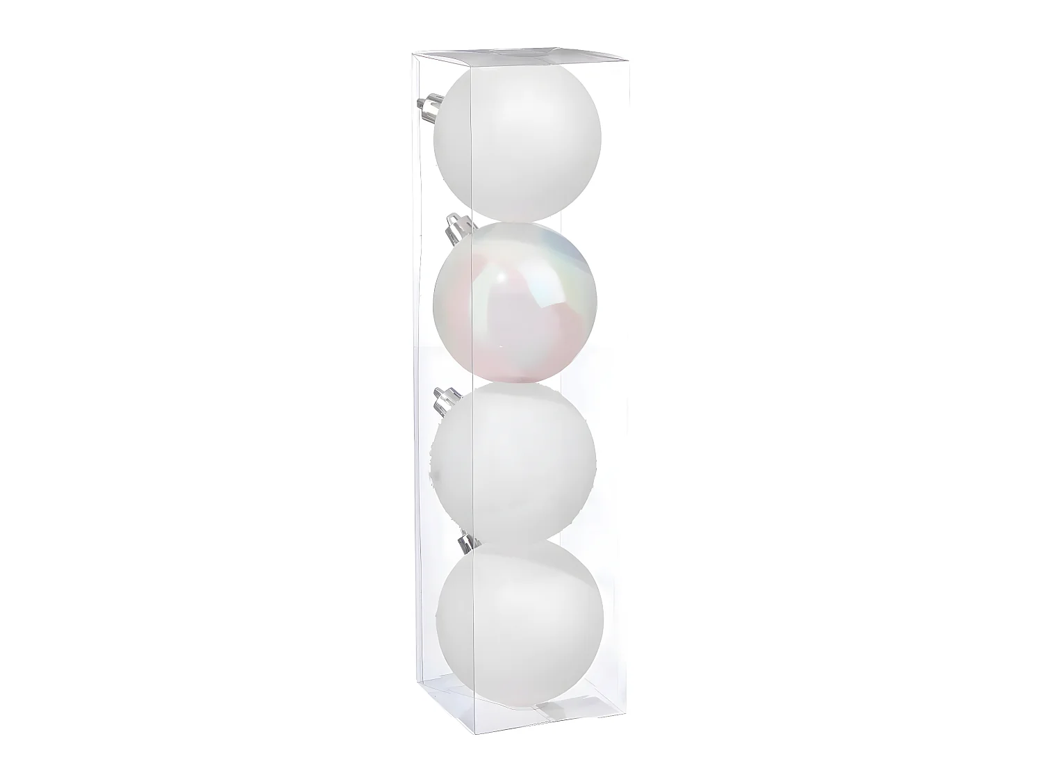 Déco de sapin Lot de 4 Boules de Noël D 8 cm - Blanc