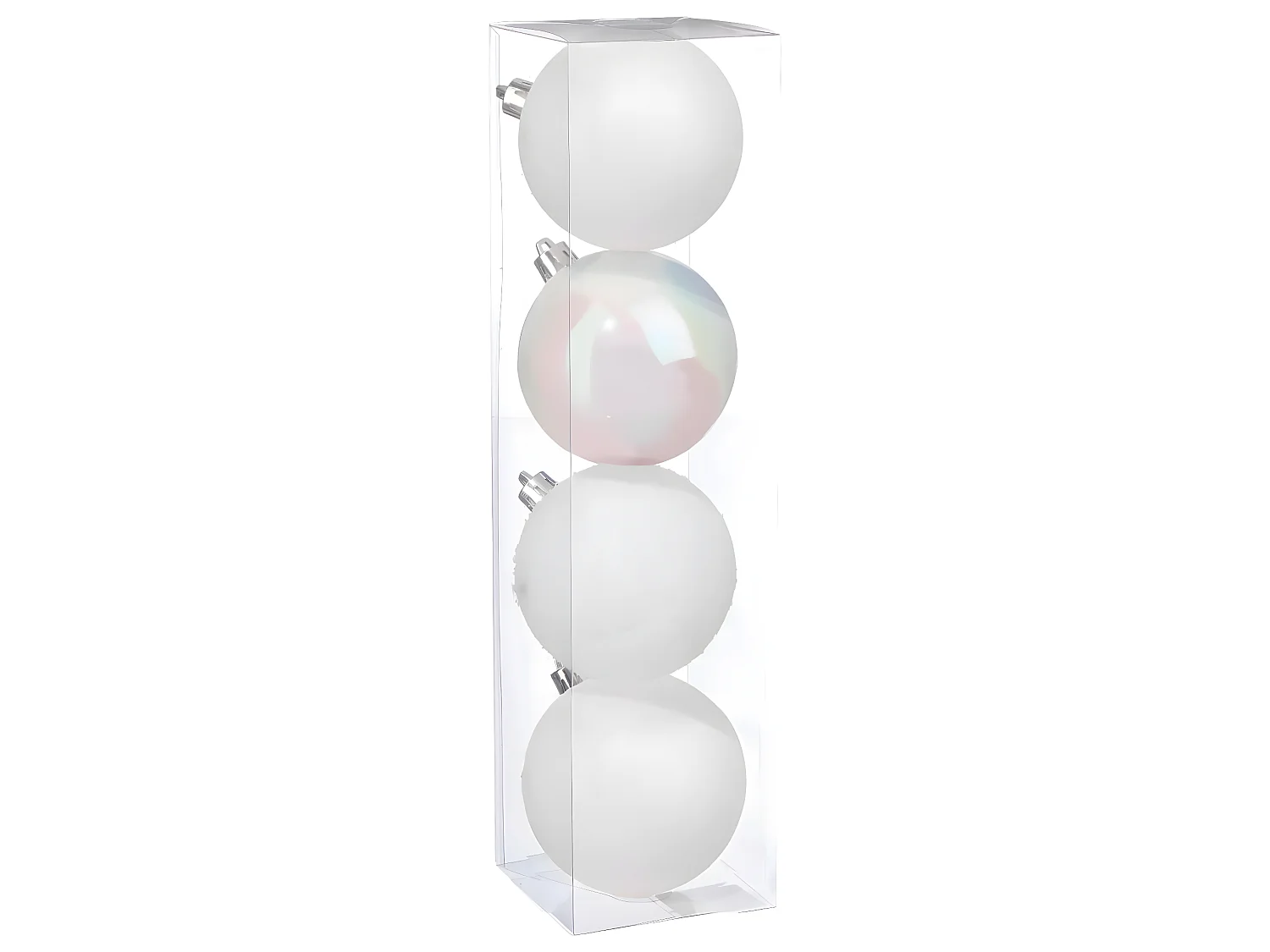 Déco de sapin Lot de 4 Boules de Noël D 8 cm - Blanc