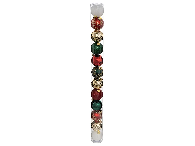 Déco de sapin Lot de 12 Boules de Noël D 6 cm - Vert Rouge et Or
