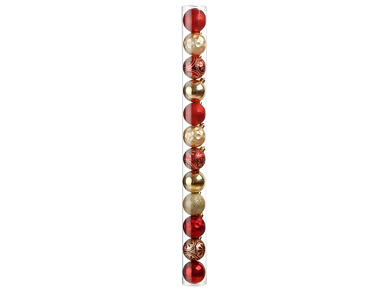 Déco de sapin Lot de 12 Boules de Noël D 6 cm - Rouge et Doré