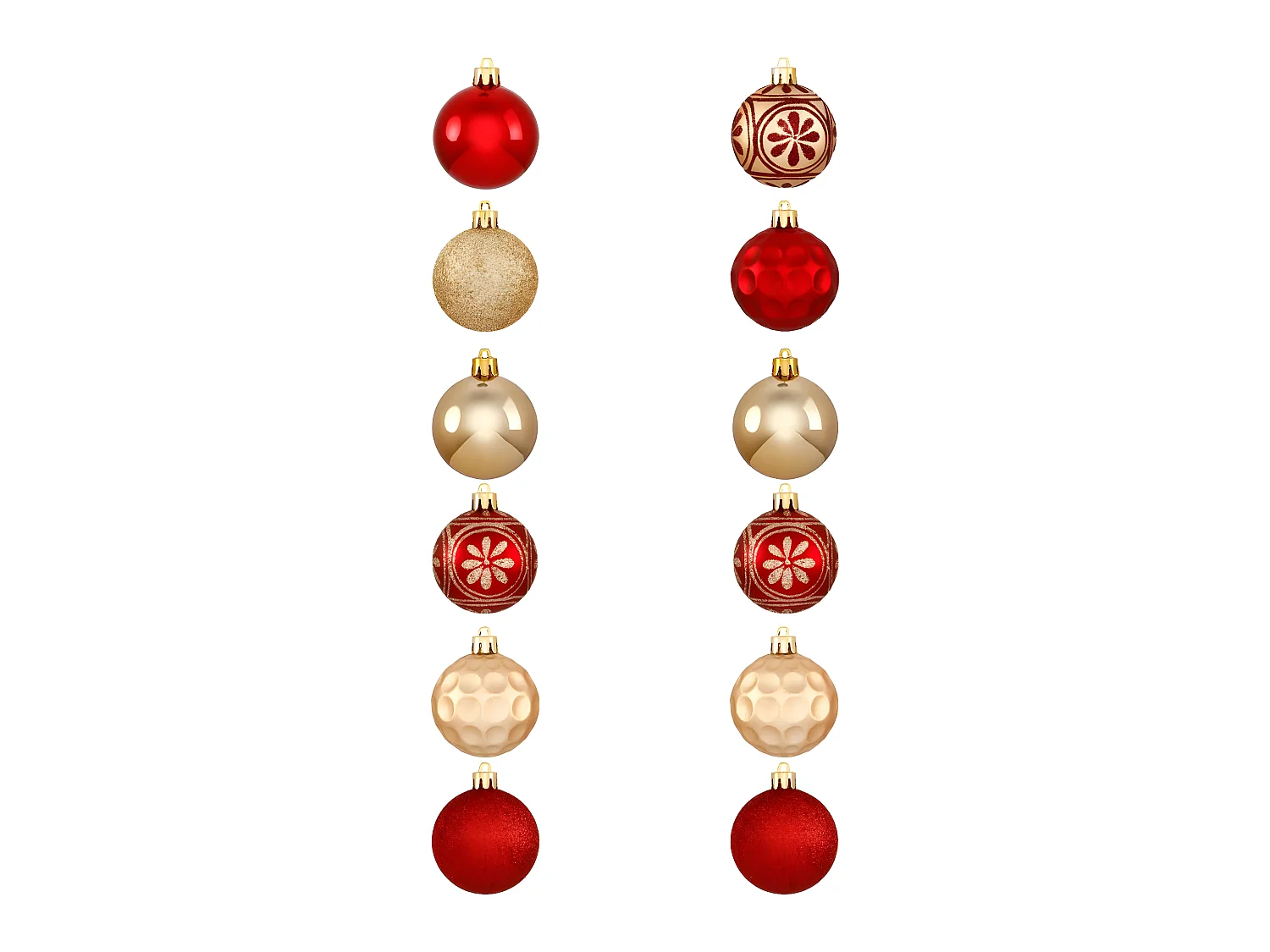 Déco de sapin Lot de 12 Boules de Noël D 6 cm - Rouge et Doré