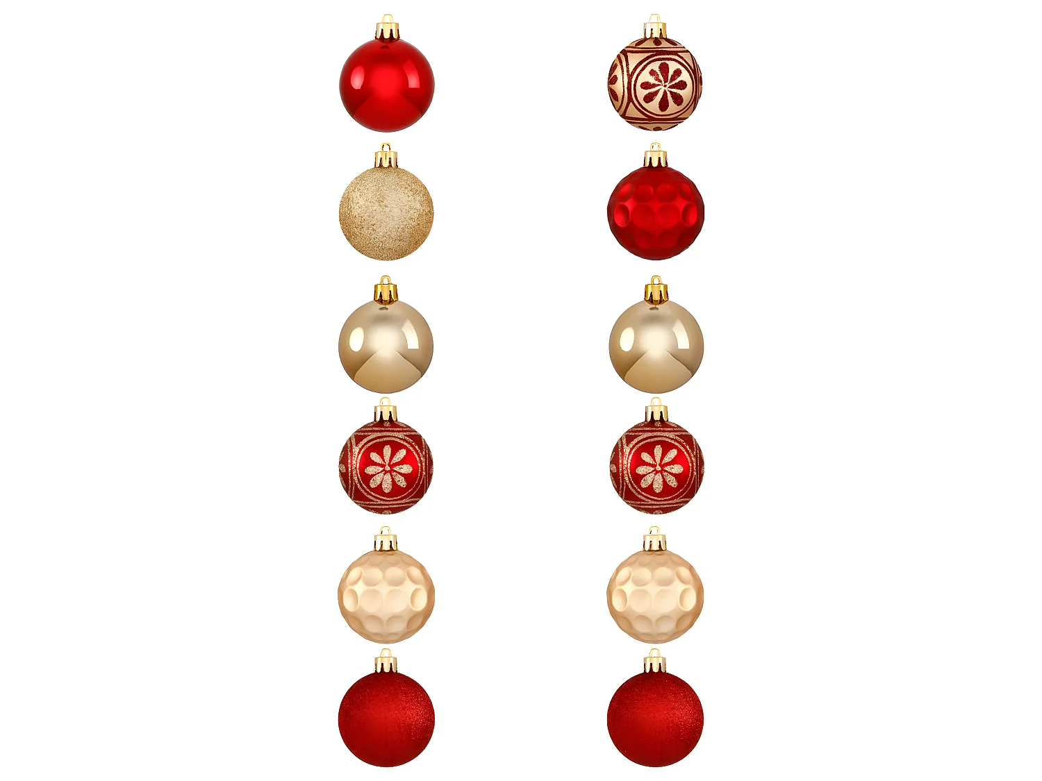 Déco de sapin Lot de 12 Boules de Noël D 6 cm - Rouge et Doré