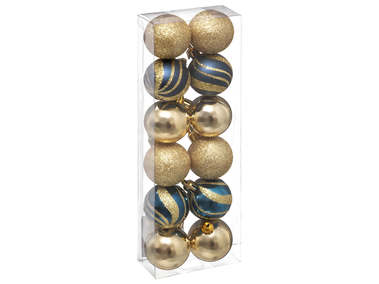Déco de sapin Lot de 12 Boules de Noël D 4 cm - Bleu et Or