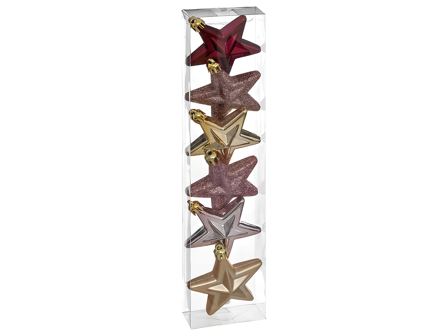 Déco de sapin Lot de 6 Étoiles D 6 cm  - Rose et Or