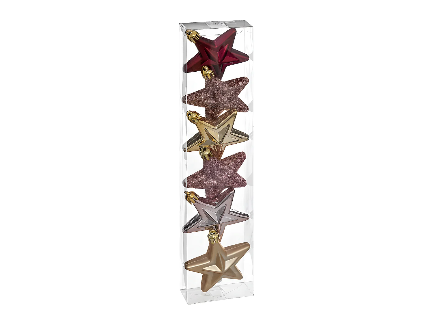Déco de sapin Lot de 6 Étoiles D 6 cm  - Rose et Or