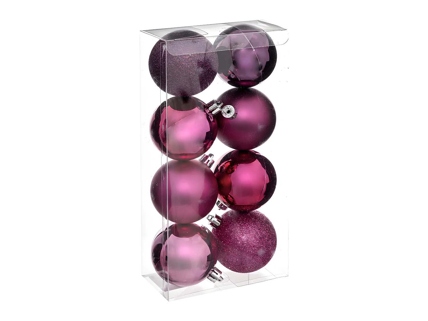 Déco de sapin Lot de 8 Boules de Noël D 7 cm - Cassis et Fuchsia