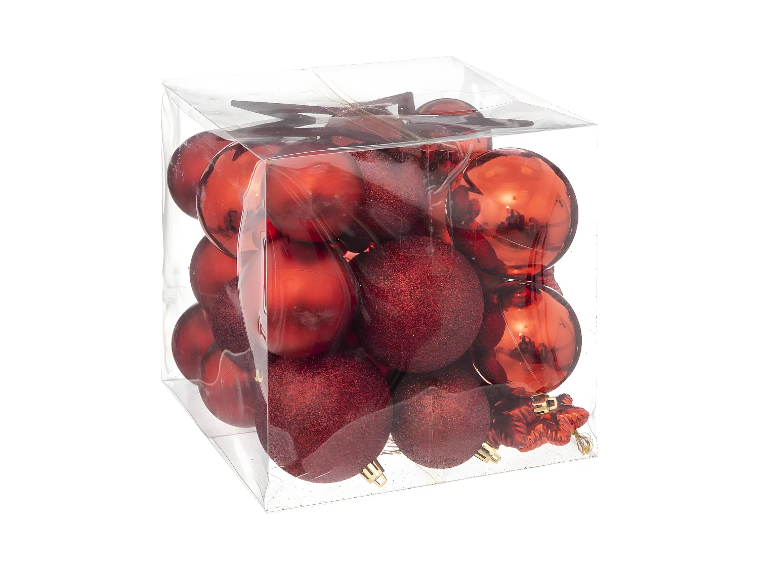 Déco de Sapin de Noël Kit 35 pièces, Boule, Flocon et Cimier - Rouge