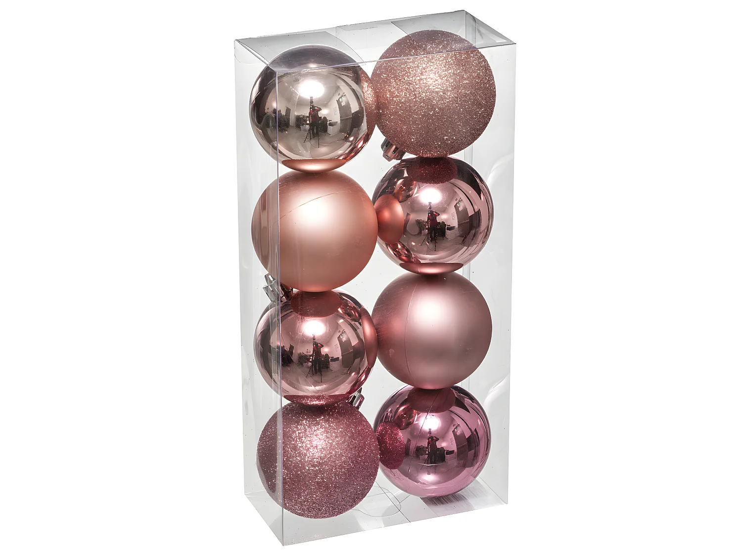 Déco de sapin Lot de 8 Boules de Noël D 7 cm - Nuance de Rose