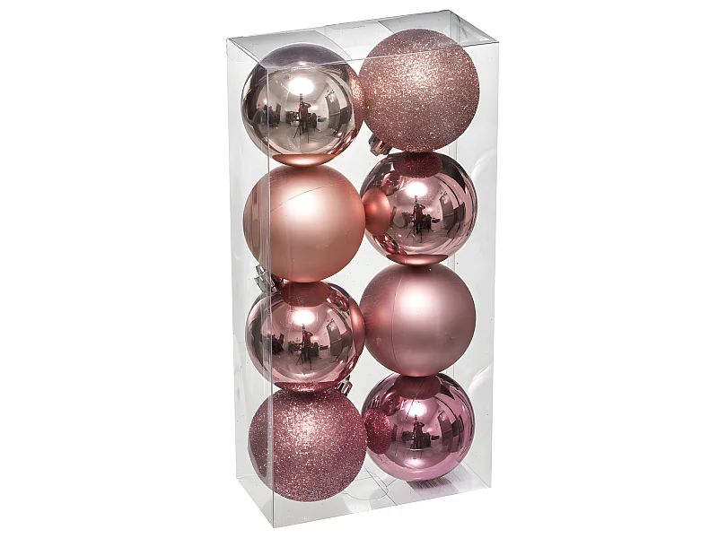 Déco de sapin Lot de 8 Boules de Noël D 7 cm - Nuance de Rose