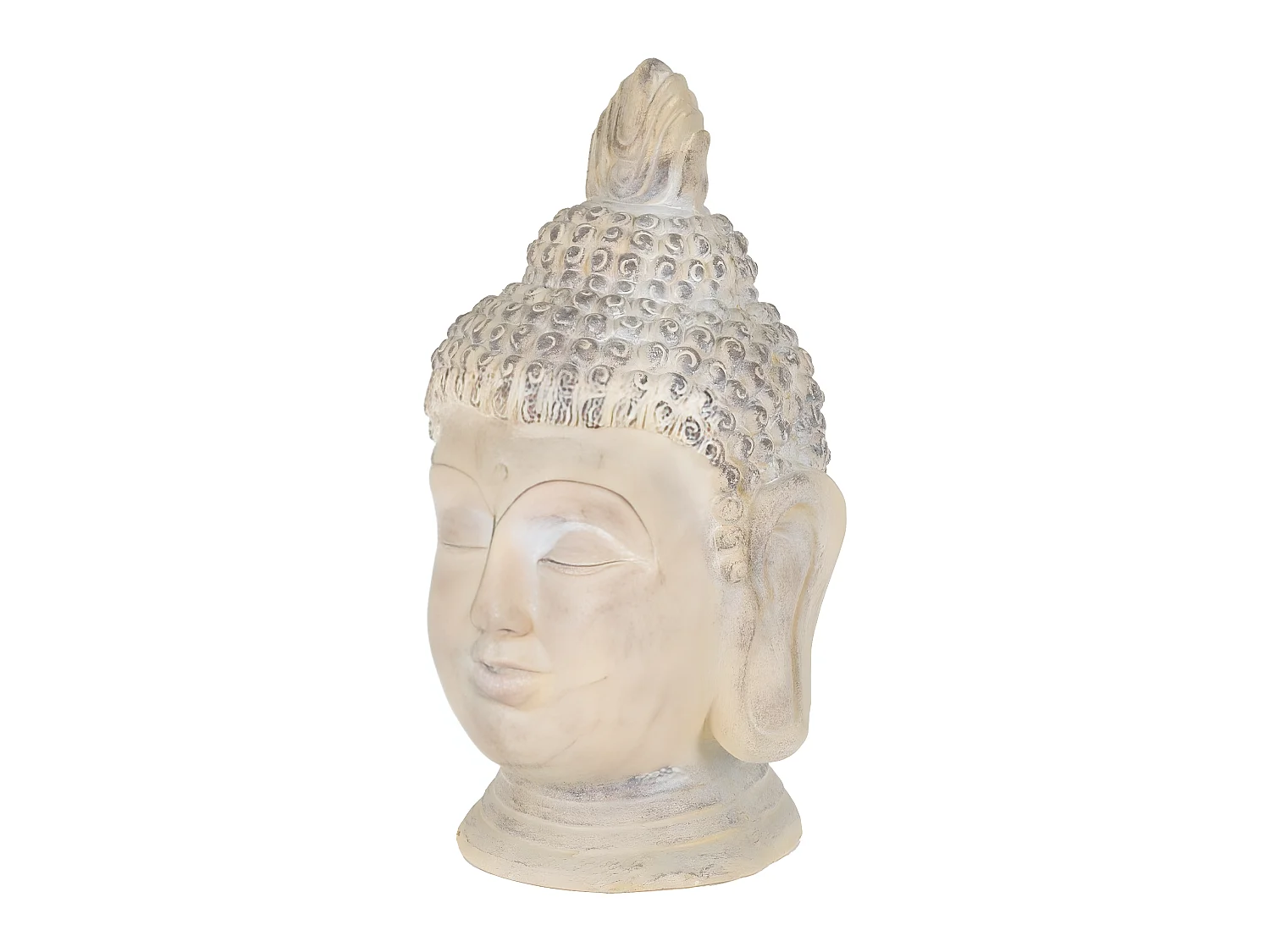 Testa di Buddha in pietra artificiale beige-grigio oggetto decorativo ECD Germany
