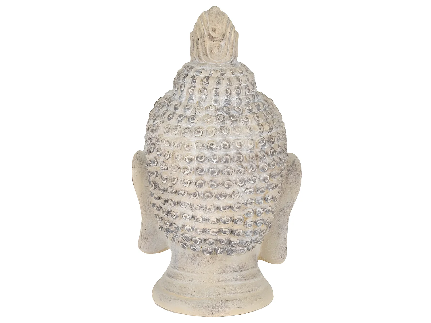 Testa di Buddha in pietra artificiale beige-grigio oggetto decorativo ECD Germany