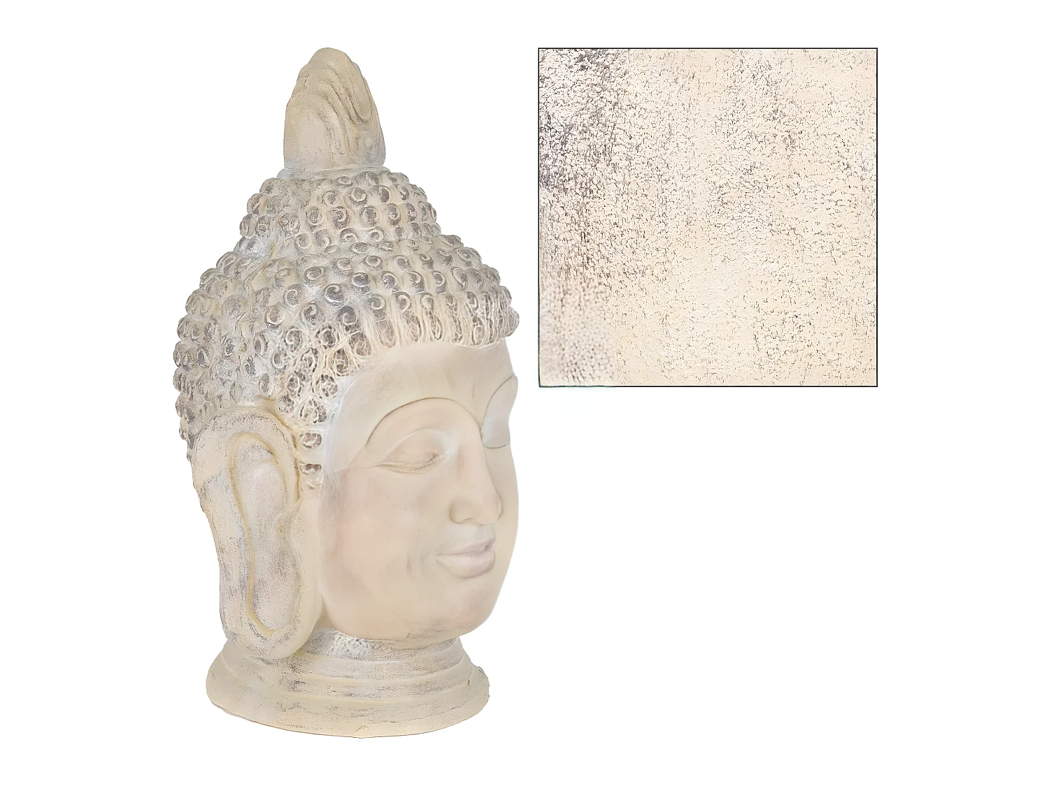 Tête de Bouddha pierre artificielle beige-gris Feng Shui 78 cm ECD Germany