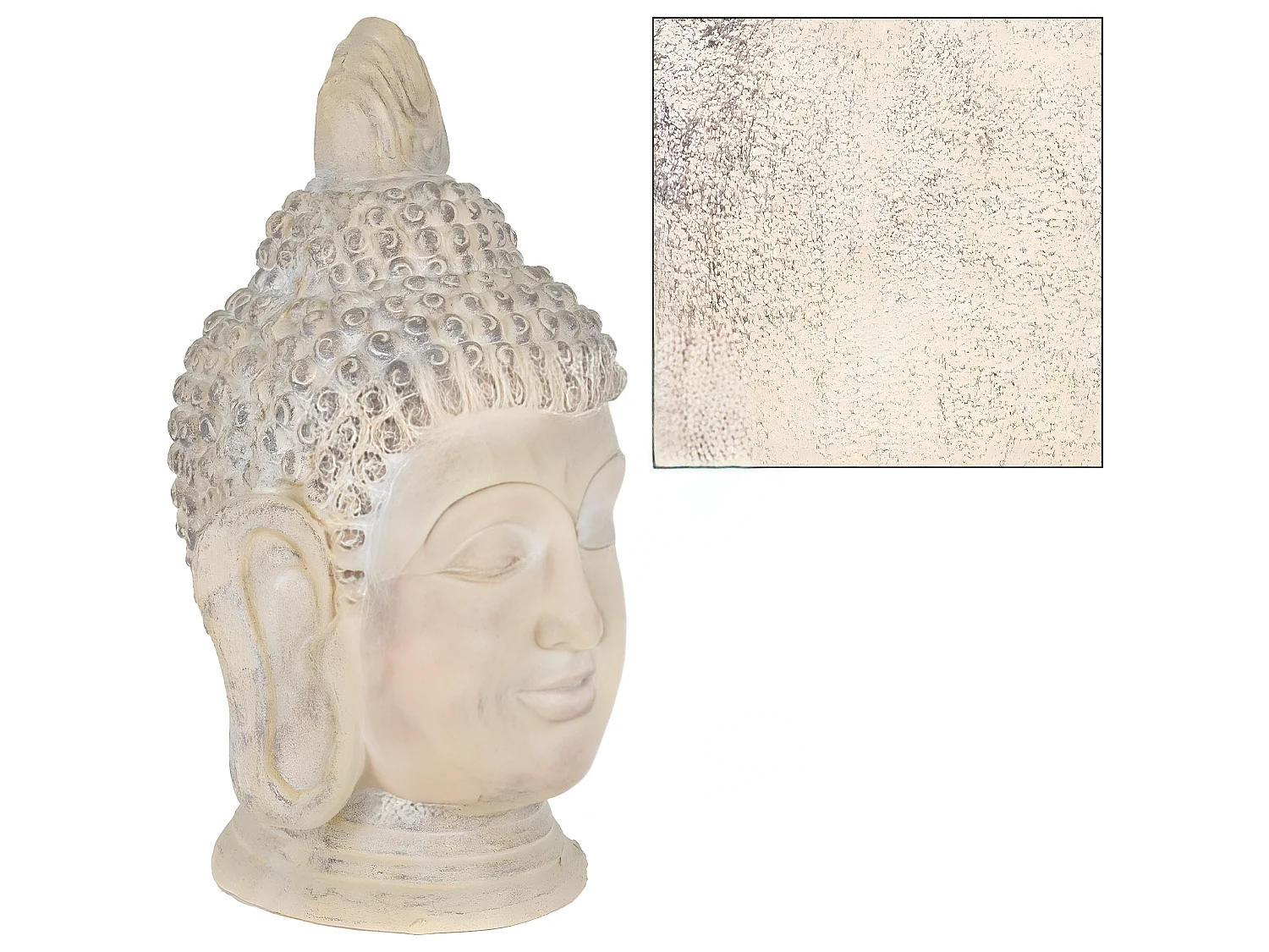 Cabeza de Buda de piedra artificial beige-gris figura decorativa ECD Germany