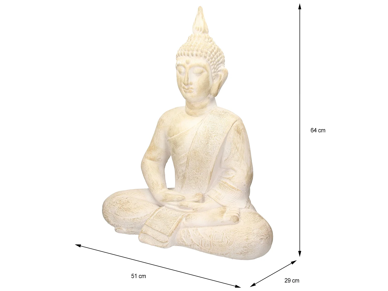Statue de Bouddha assis 64 cm Feng Shui décoration jardin polyrésine ECD Germany