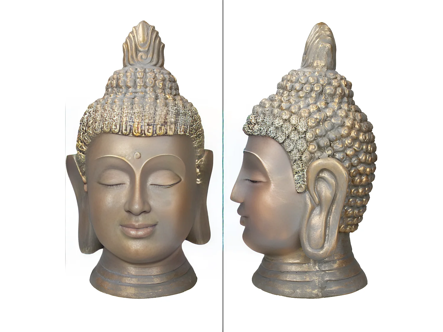 Estatua cabeza de Buda 74,5 cm aspecto bronce en poliresina ECD Germany