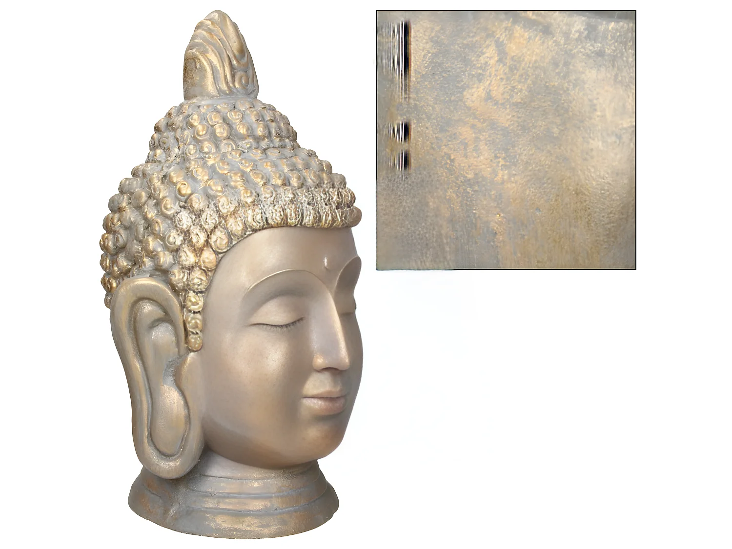 Estatua cabeza de Buda 74,5 cm aspecto bronce en poliresina ECD Germany