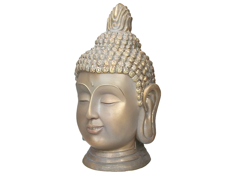 Statue tête de Bouddha 74,5 cm aspect bronze en polyrésine ECD Germany