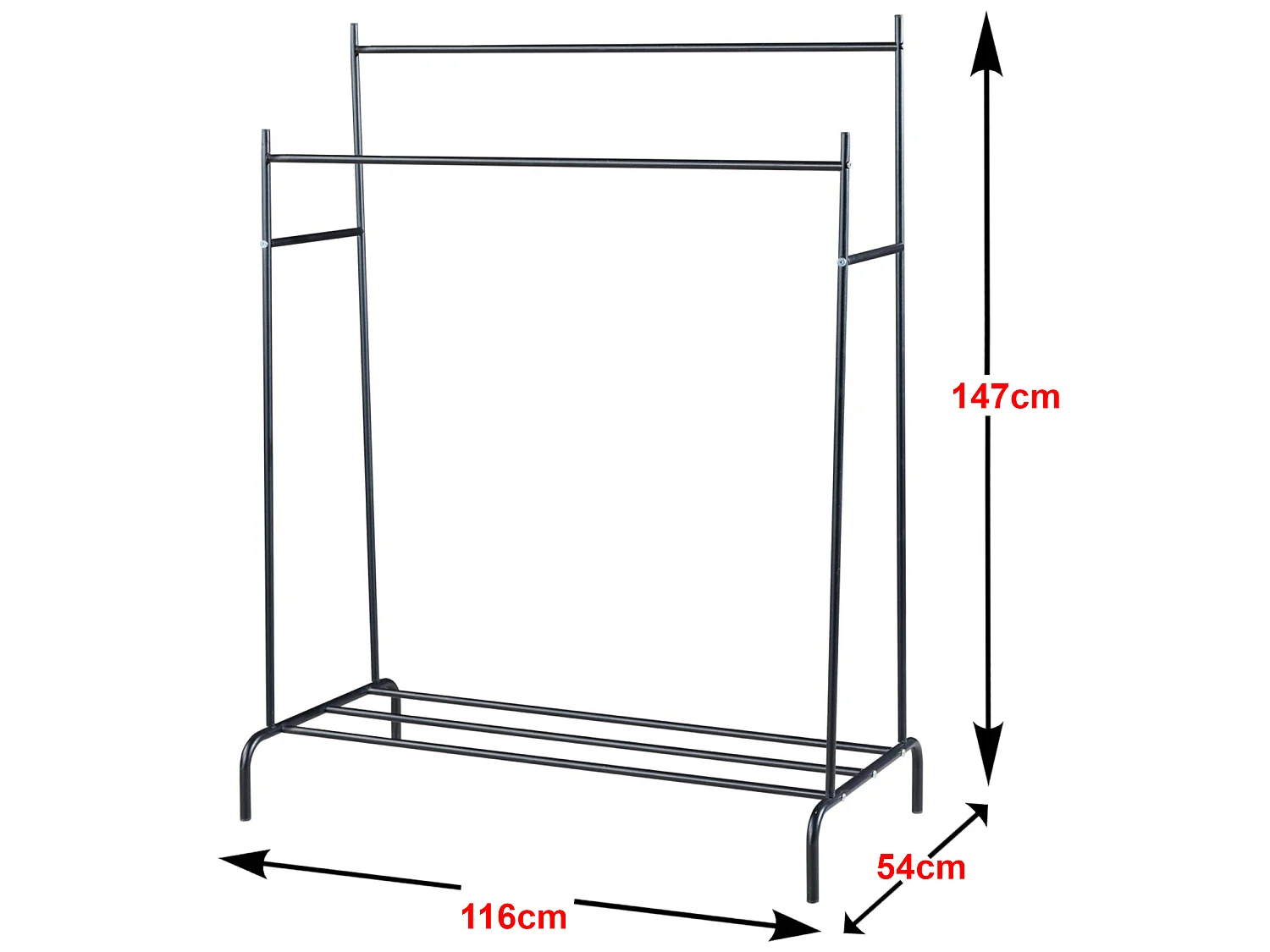 Portant à vêtements Bramming 147 x 116 x 54 cm noir [en.casa]