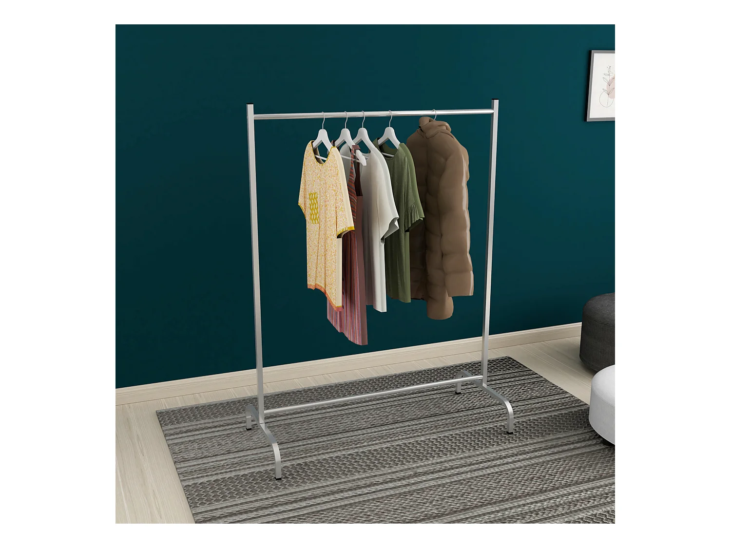 Portant à vêtement Staffanstorp avec barre de penderie 137 x 104 x 48 cm argenté [en.casa]