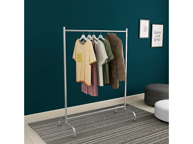 Portant à vêtement Staffanstorp avec barre de penderie 137 x 104 x 48 cm argenté [en.casa]