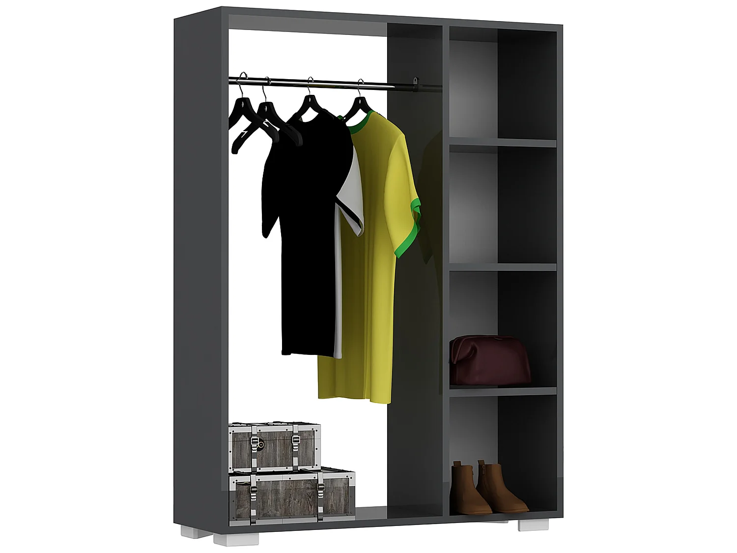 Armoire Nesbyen avec 4 compartiments de stockage 123 x 90 x 30 cm anthracite [en.casa]