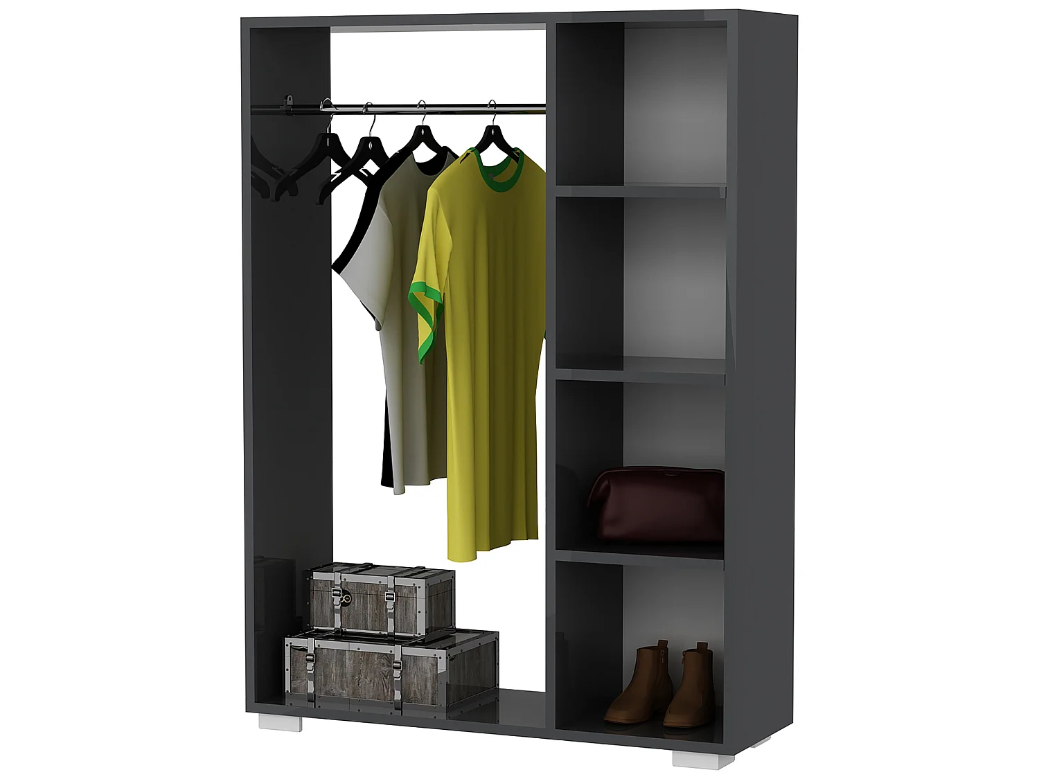 Armoire Nesbyen avec 4 compartiments de stockage 123 x 90 x 30 cm anthracite [en.casa]