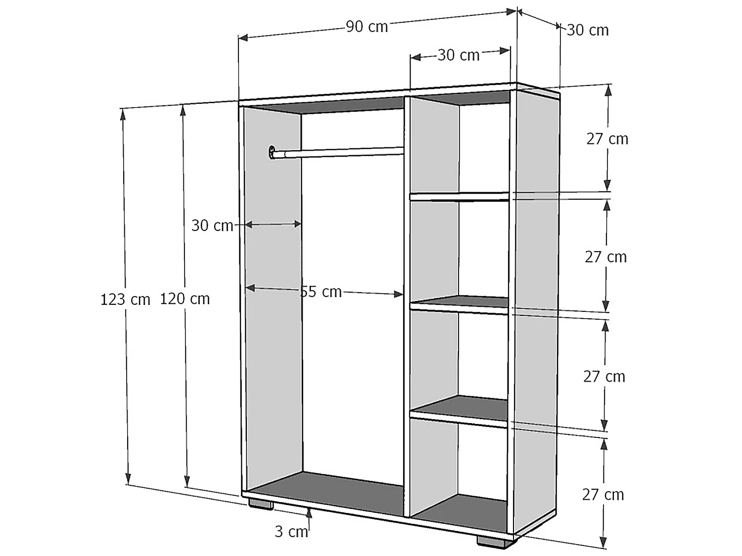 Armoire Nesbyen avec 4 compartiments de stockage 123 x 90 x 30 cm anthracite [en.casa]
