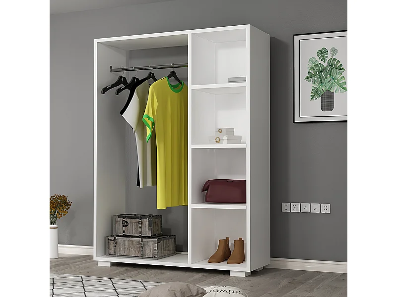 Armoire Nesbyen avec 4 compartiments de stockage 123 x 90 x 30 cm blanc [en.casa]